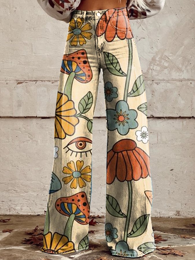 Bohemian Bloom Vintage Flared Pants