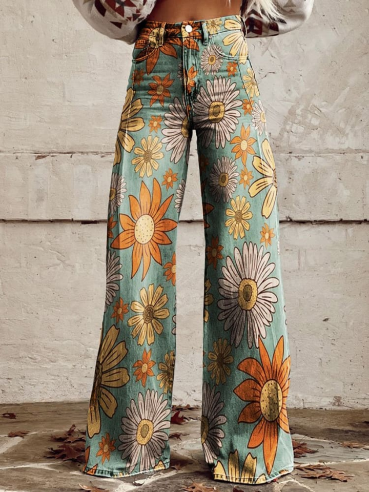 Sunlit Meadow Vintage Flared Pants