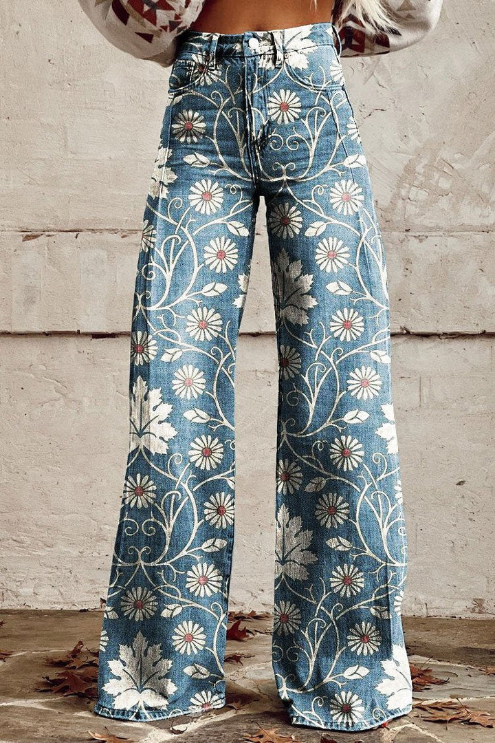 Wildflower Denim Flared Pants
