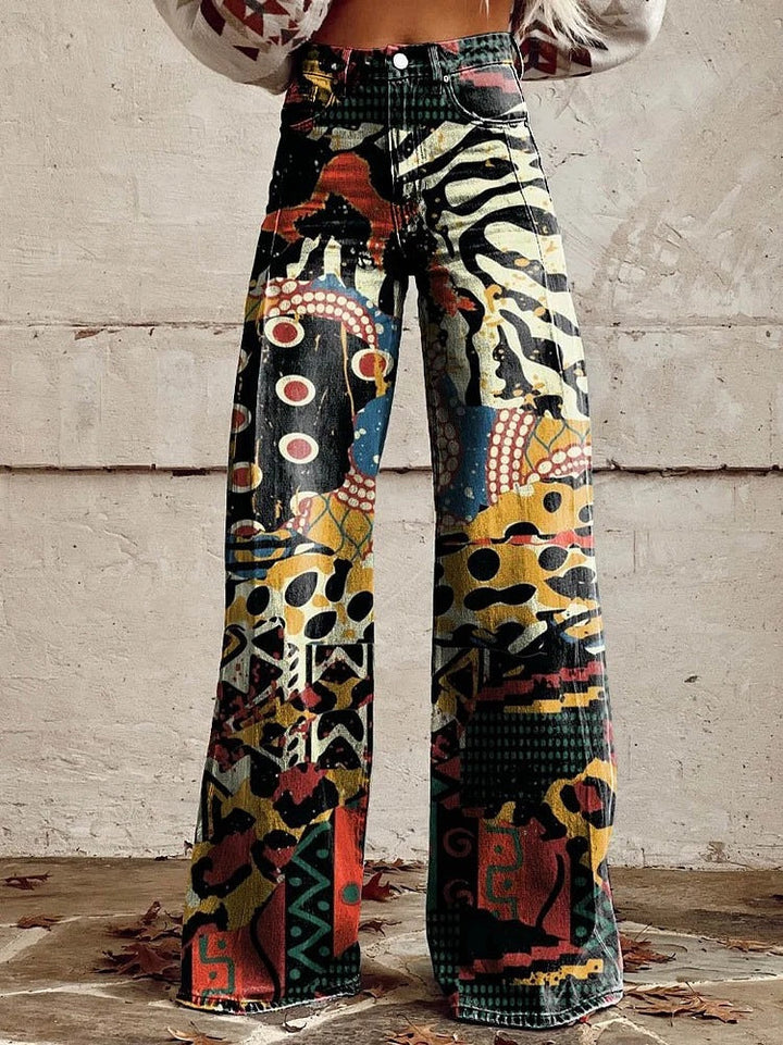 Mosaic Rhythm Vintage Flared Pants