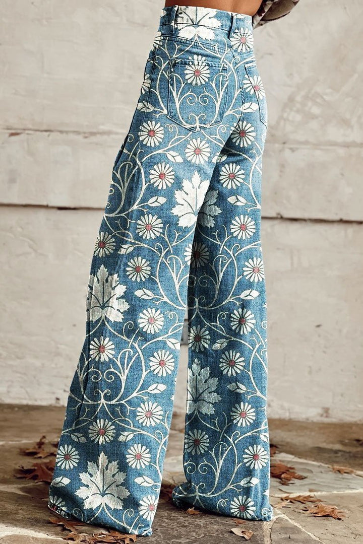 Wildflower Denim Flared Pants